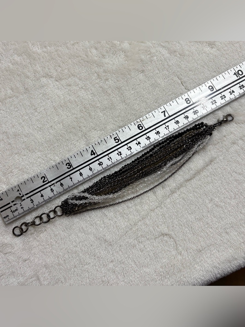 Mexx Vintage Multi Strand Black Clear Grey Beaded Chainlink Statement Bracelet - Picture 3 of 5